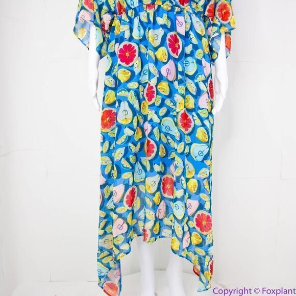 Anthropologie Blue Fruit Print High Low Dress - Picture 7 of 16